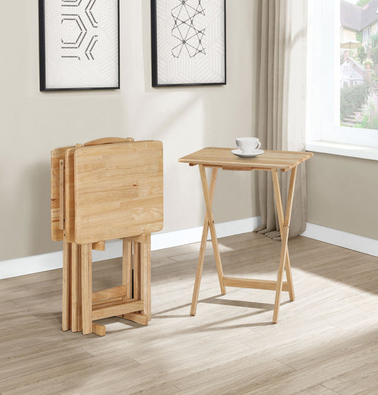 Donna 4-piece TV Tray Table Set with Stand Natural
