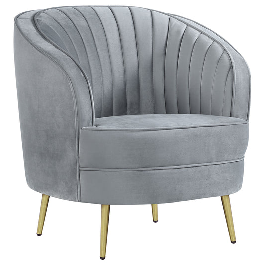 Sophia Upholstered Channel Tufted Barrel Accent Chair Grey
