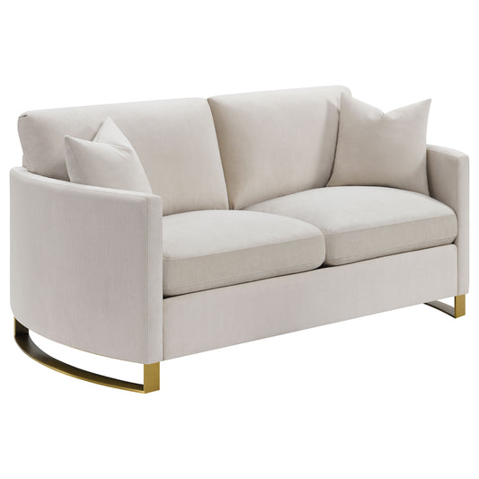 Corliss Upholstered Arched Arm Loveseat Beige