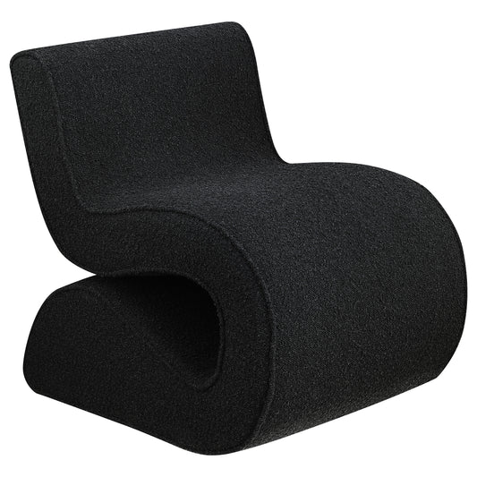 Ronea Boucle Upholstered Armless Curved Chair Charcoal